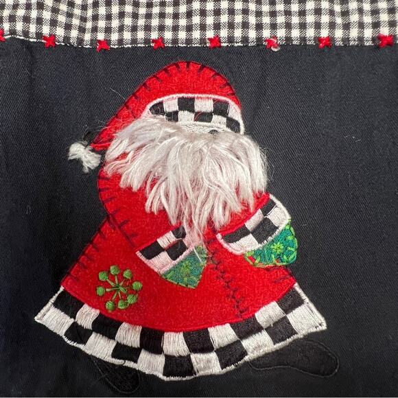 LEMON GRASS Vintage Christmas Shirt Santa Reindeer Appliqué Black Check SZ L - Picture 16 of 16